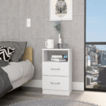 Salento Nightstand, Two Drawers, One Shelf, Superior Top - Image 2