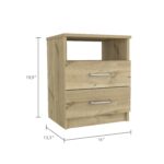 Salento Nightstand, Two Drawers, One Shelf, Superior Top - Image 6