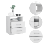 Salento Nightstand, Two Drawers, One Shelf, Superior Top - Image 14