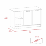 Coral Kitchen Island with Large Countertop, Open Storage Shelves, Double Door Cabinet - Image 4