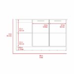 Coral Kitchen Island with Large Countertop, Open Storage Shelves, Double Door Cabinet - Image 9