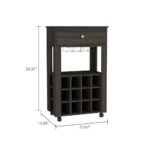 Margh Bar Cart, Twelve Built-in Wine Rack, Drawer - Image 12