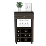 Margh Bar Cart, Twelve Built-in Wine Rack, Drawer - Image 14