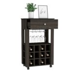 Margh Bar Cart, Twelve Built-in Wine Rack, Drawer - Image 15