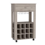 Margh Bar Cart, Twelve Built-in Wine Rack, Drawer - Image 18