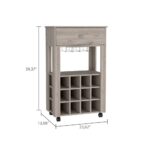 Margh Bar Cart, Twelve Built-in Wine Rack, Drawer - Image 19