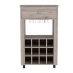 Margh Bar Cart, Twelve Built-in Wine Rack, Drawer - Image 20