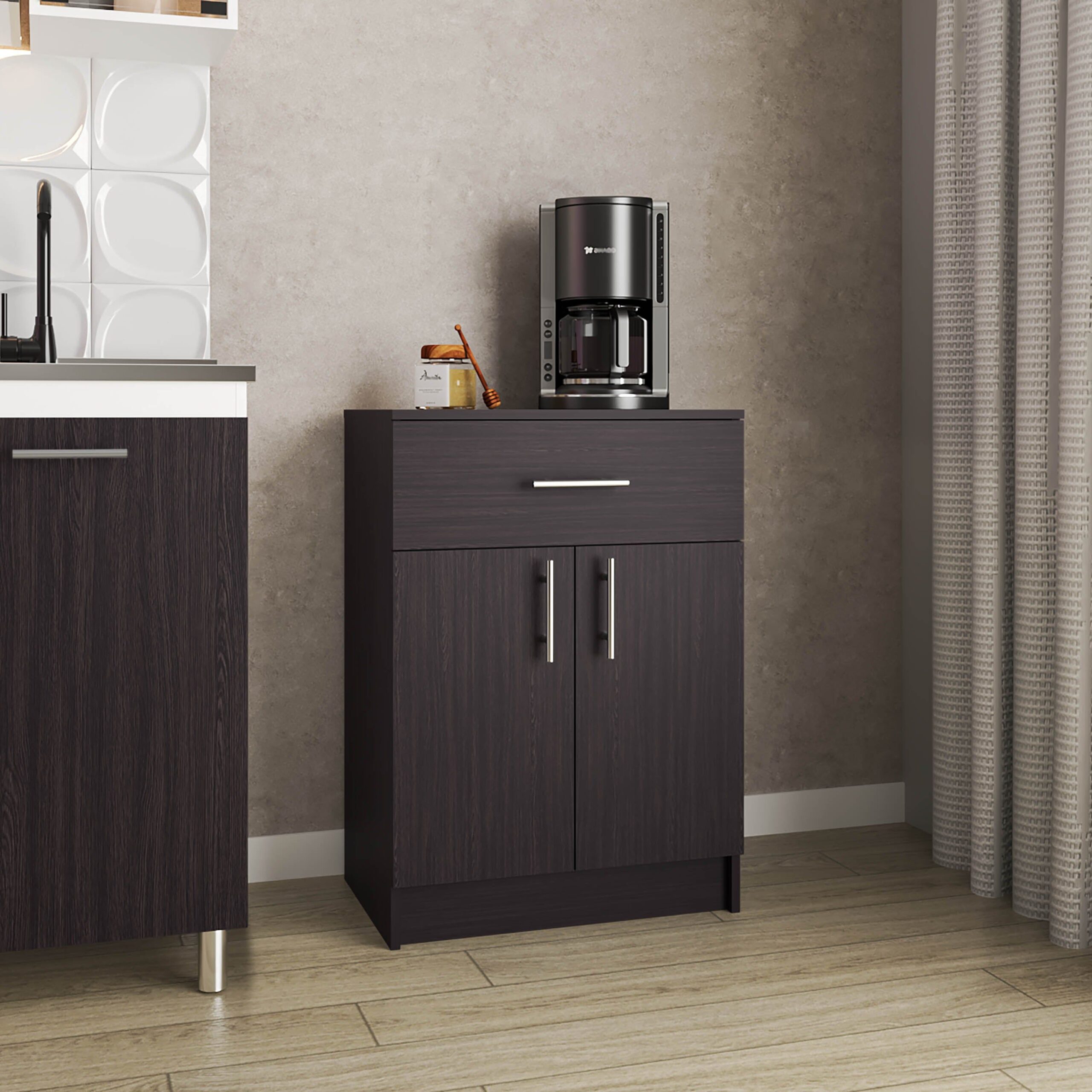 d01027rlkr6.jpg Pantry Organizer Cabinet 33" H, 1 Drawer, 2 Interior Shelves, 2 Doors - Image 1