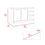 Mars Kitchen Island Two Cabinets, Three Open Shelves - Image 5