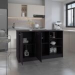 Mars Kitchen Island Two Cabinets, Three Open Shelves - Image 13