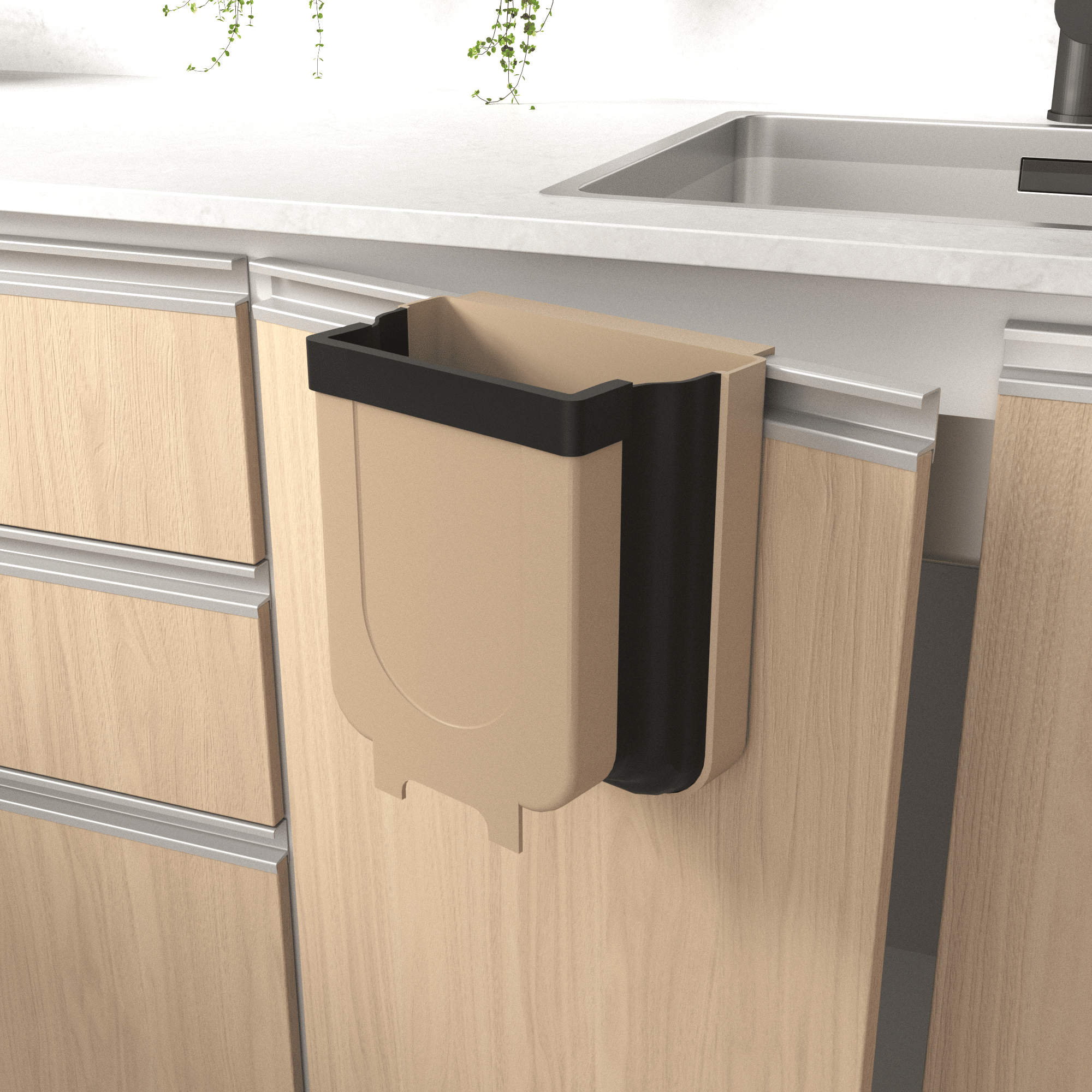 d01027rln8p.png Brown Mini Trash Can For Kitchen Garbage Bin , Brown - Image 1