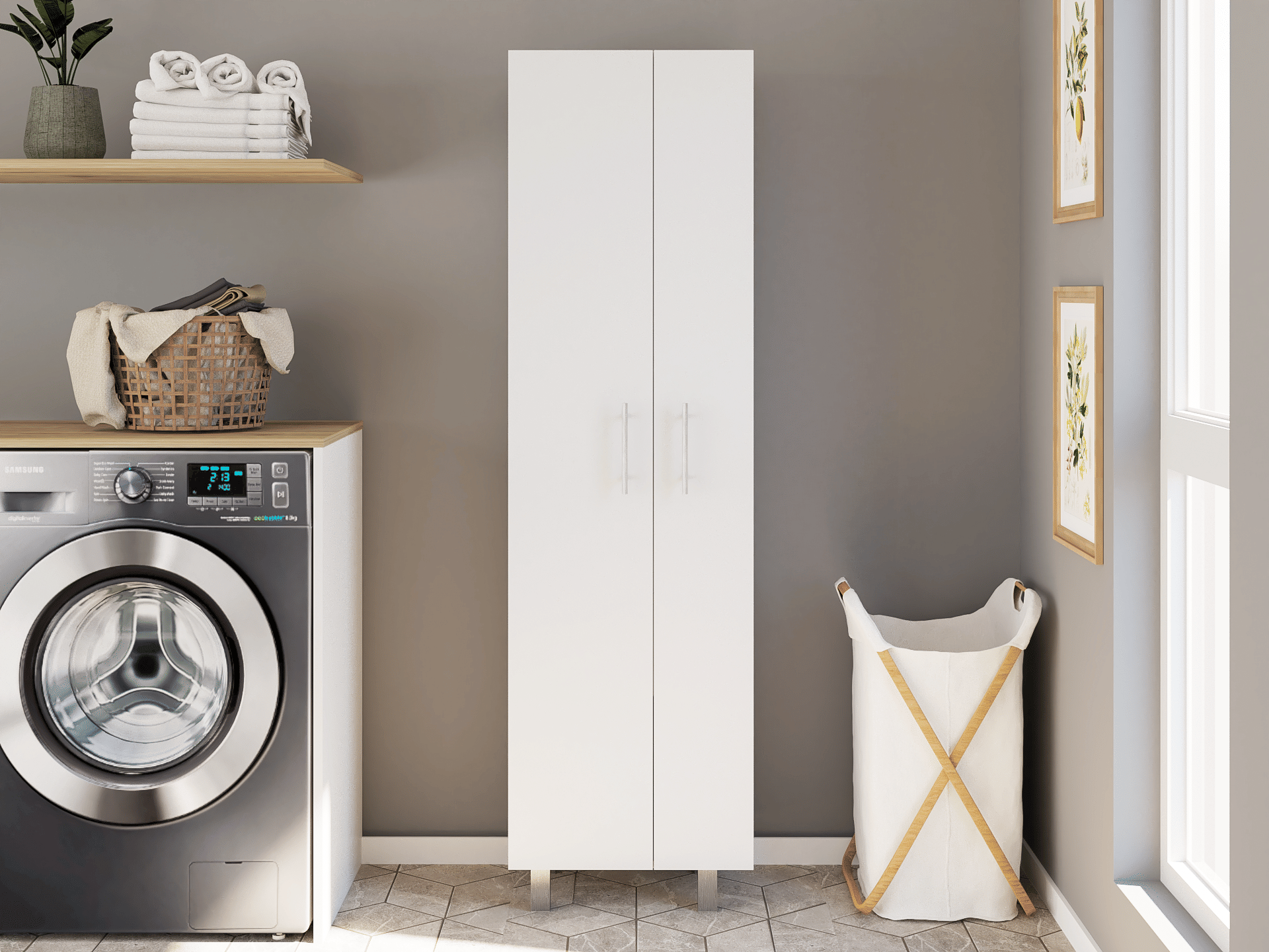 d01027rlw1p.png Bacoa Cleaning Cabinet with Five Shelves and Broom Hangers - Image 1