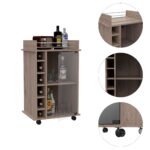 Huali Bar Cart, Six Built-in Wine Rack, Glass Door, Four Casters, Two Shelves - Image 16
