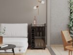 Huali Bar Cart, Six Built-in Wine Rack, Glass Door, Four Casters, Two Shelves - Image 19
