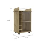 Huali Bar Cart, Six Built-in Wine Rack, Glass Door, Four Casters, Two Shelves - Image 7