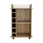 Huali Bar Cart, Six Built-in Wine Rack, Glass Door, Four Casters, Two Shelves - Image 10