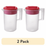 (2 pack)Simply Pour Clear/Red Pitcher Plastic 1 gal