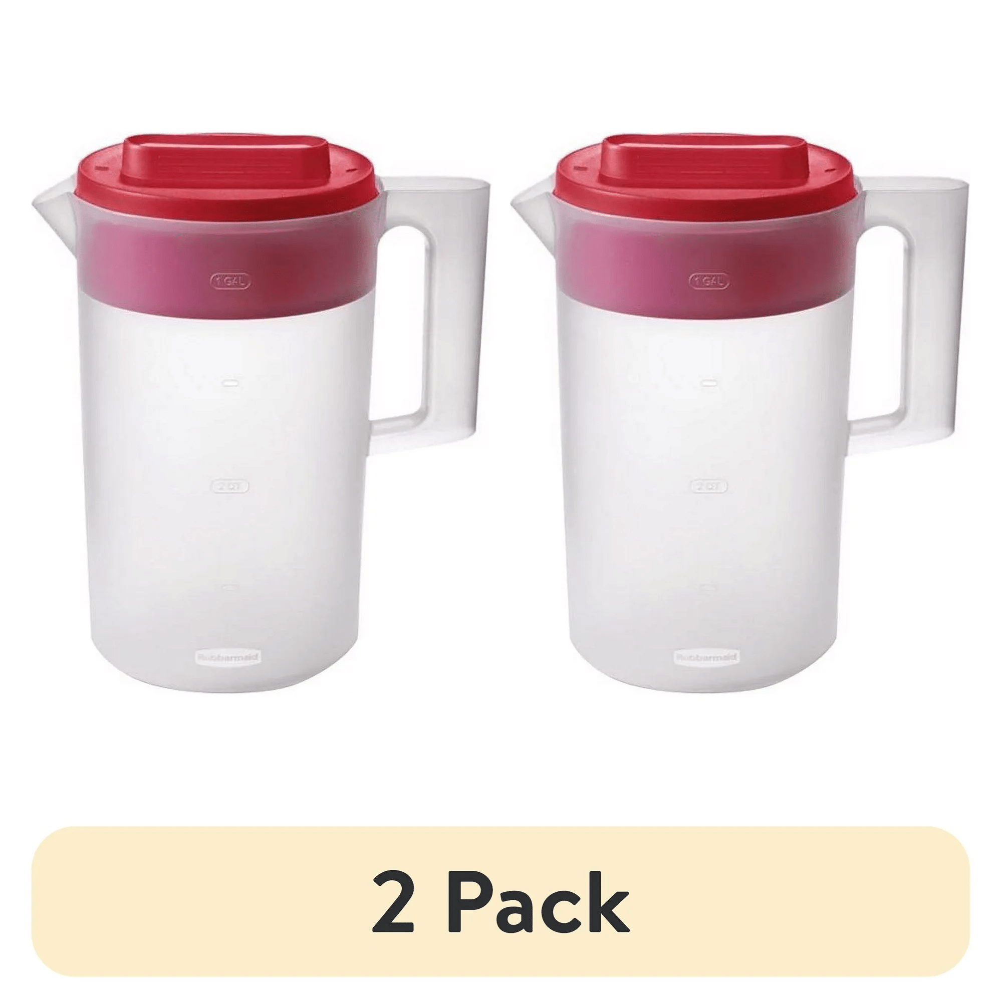d01027rv0tj.png (2 pack)Simply Pour Clear/Red Pitcher Plastic 1 gal - Image 1