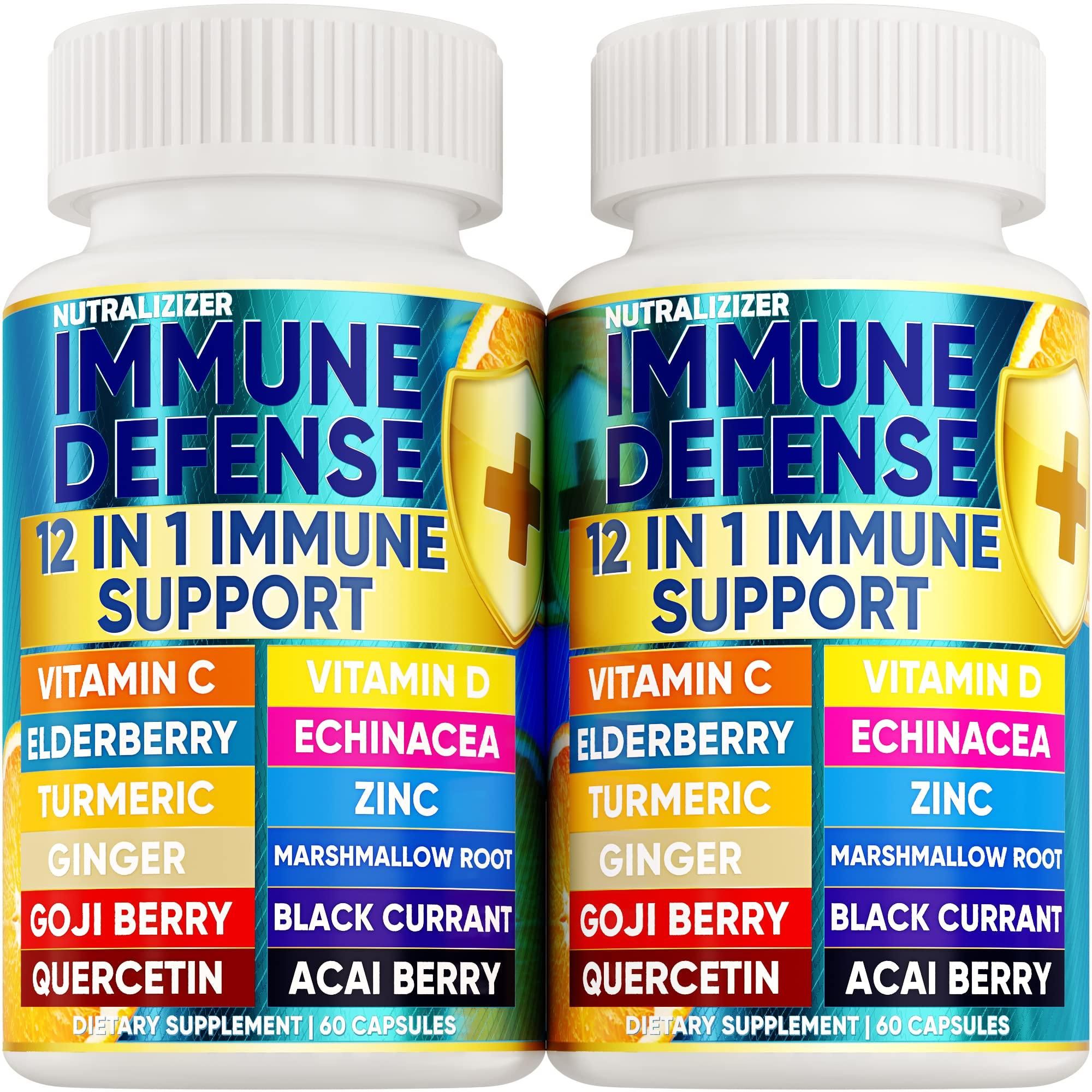 d01027x3ppj.jpg 12 in 1 Premium Immune Defense Vitamins Immune Supplement w Vitamin D3 5000 IU Vitamin С 1000mg Zinс 50mg Luxe Choice for Premium Immune Support With Echinacea Elderberry and Ginger 120 Caps - Image 1