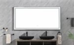(ONLY FOR PICKUP) 72 in. W x 36 in. H Black Framed LED Single Bathroom Vanity Mirror in Polished Crystal Bathroom Vanity LED Mirror with 3 Color Lights Mirror for Bathroom Wall - Image 2