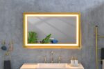 42 in. W x24 in. H Oversized Rectangular Gold Framed LED Mirror Anti-Fog Dimmable Wall Mount Bathroom Vanity Mirror - Image 2