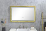 42 in. W x24 in. H Oversized Rectangular Gold Framed LED Mirror Anti-Fog Dimmable Wall Mount Bathroom Vanity Mirror