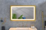 42 in. W x24 in. H Oversized Rectangular Gold Framed LED Mirror Anti-Fog Dimmable Wall Mount Bathroom Vanity Mirror - Image 4