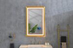 42 in. W x24 in. H Oversized Rectangular Gold Framed LED Mirror Anti-Fog Dimmable Wall Mount Bathroom Vanity Mirror - Image 8