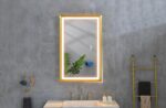 42 in. W x24 in. H Oversized Rectangular Gold Framed LED Mirror Anti-Fog Dimmable Wall Mount Bathroom Vanity Mirror - Image 9