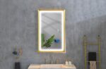 42 in. W x24 in. H Oversized Rectangular Gold Framed LED Mirror Anti-Fog Dimmable Wall Mount Bathroom Vanity Mirror - Image 10