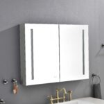 40in. W x 30 in. H LED Large Rectangular Aluminum Alloy Surface Mount Medicine Cabinet with Mirror