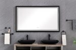 (ONLY FOR PICKUP)  60in. W x 36in. H Oversized Rectangular Black Framed LED Mirror Anti-Fog Dimmable Wall Mount Bathroom Vanity Mirror Wall Mirror Kit For Gym And Dance Studio
