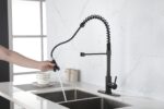 Kitchen Faucets Commercial Solid Brass Single Handle Single Lever Pull Down Sprayer Spring Kitchen Sink Faucet - Image 13