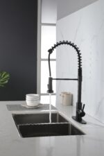 Kitchen Faucets Commercial Solid Brass Single Handle Single Lever Pull Down Sprayer Spring Kitchen Sink Faucet - Image 4