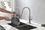 Single Handle High Arc Pull Out Kitchen Faucet,Single Level Stainless Steel Kitchen Sink Faucets with Pull Down Sprayer - Image 13