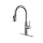 Single Handle High Arc Pull Out Kitchen Faucet,Single Level Stainless Steel Kitchen Sink Faucets with Pull Down Sprayer - Image 15