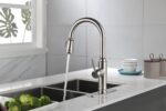 Single Handle High Arc Pull Out Kitchen Faucet,Single Level Stainless Steel Kitchen Sink Faucets with Pull Down Sprayer