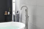 Mount Bathtub Faucet Freestanding Tub Filler Brushed Nickel Standing High Flow Shower Faucets with Handheld Shower Mixer Taps Swivel Spout - Image 12