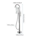 Mount Bathtub Faucet Freestanding Tub Filler Brushed Nickel Standing High Flow Shower Faucets with Handheld Shower Mixer Taps Swivel Spout - Image 16