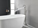 Mount Bathtub Faucet Freestanding Tub Filler Brushed Nickel Standing High Flow Shower Faucets with Handheld Shower Mixer Taps Swivel Spout - Image 7