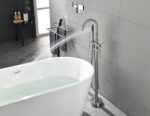 Mount Bathtub Faucet Freestanding Tub Filler Brushed Nickel Standing High Flow Shower Faucets with Handheld Shower Mixer Taps Swivel Spout - Image 8