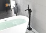 Freestanding Bathtub Faucet Tub Filler Matte Black Floor Mount Bathroom Faucets Brass Single Handle with Hand Shower - Image 2