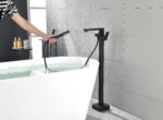 Freestanding Bathtub Faucet Tub Filler Matte Black Floor Mount Bathroom Faucets Brass Single Handle with Hand Shower - Image 15