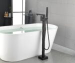 Freestanding Bathtub Faucet Tub Filler Matte Black Floor Mount Bathroom Faucets Brass Single Handle with Hand Shower - Image 3