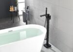 Freestanding Bathtub Faucet Tub Filler Matte Black Floor Mount Bathroom Faucets Brass Single Handle with Hand Shower - Image 4