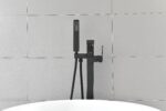 Freestanding Bathtub Faucet Tub Filler Matte Black Floor Mount Bathroom Faucets Brass Single Handle with Hand Shower - Image 10