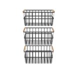 Oceanstar Metal Wire Organizer Bin Basket with Handles;  Set of 3;  Black - Image 2