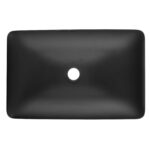 14.38" L -22.25" W -4-3/8 in. H Matte Shell Glass Rectangular Vessel Bathroom Sink in Black with Faucet and Pop-Up Drain in Matte Black - Image 13