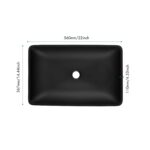 14.38" L -22.25" W -4-3/8 in. H Matte Shell Glass Rectangular Vessel Bathroom Sink in Black with Faucet and Pop-Up Drain in Matte Black - Image 15