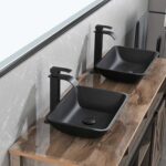 13.0" L -18.13" W -4" H Matte Shell Glass Rectangular Vessel Bathroom Sink in Black with Matte Black Faucet and Pop-Up Drain in Matte Black - Image 15